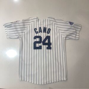 NY Yankees kids White Pinstripe Baseball Youth Jersey size large 14/16  #24 camo